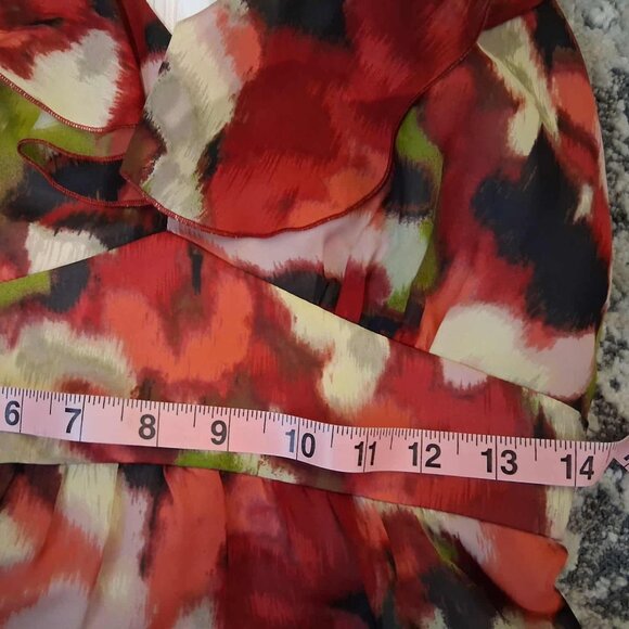 LOFT Sleeveless Floral Ruffle Neck dress - Multi Color Size 8P - Picture 5 of 5